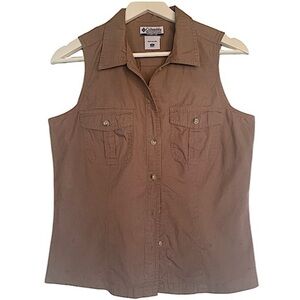 Columbia Sportswear Top Golf Collared Hiking Camping Sleeveless Button-up Shirt